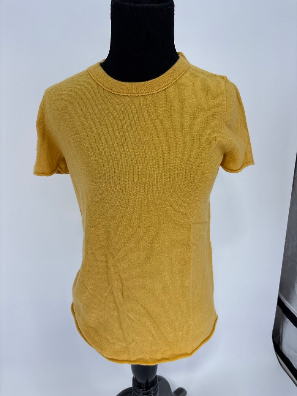 J.Crew 100% cashmere short sleeve sweater top mustard gold small new